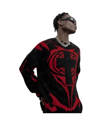 Goth Satan Club Knitted Sweater with Eyelet Details Par le système avancé 