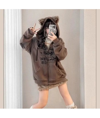 Hoodies egirl with cat ears and cozy style en stock