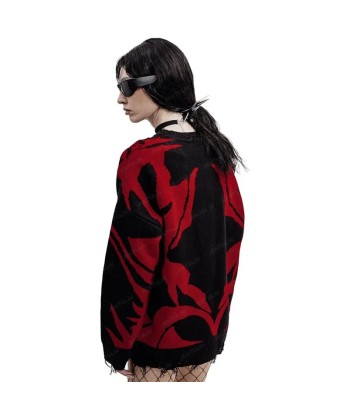 Goth Satan Club Knitted Sweater with Eyelet Details Par le système avancé 