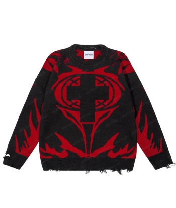 Goth Satan Club Knitted Sweater with Eyelet Details Par le système avancé 