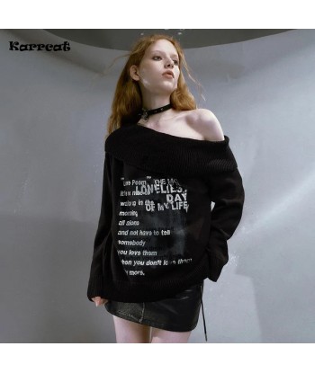 Gothic Off-Shoulder Pullover Graffiti Black and White Comment ça marche