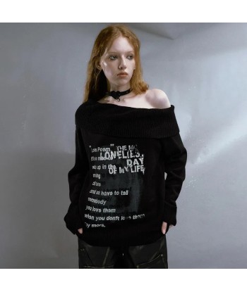 Gothic Off-Shoulder Pullover Graffiti Black and White Comment ça marche