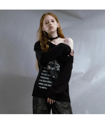 Gothic Off-Shoulder Pullover Graffiti Black and White Comment ça marche