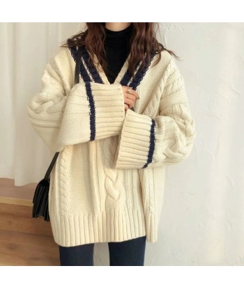 Korean V-neck Sweater Cozy Thick Winter Style plus qu'un jeu 