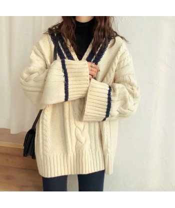 Korean V-neck Sweater Cozy Thick Winter Style plus qu'un jeu 