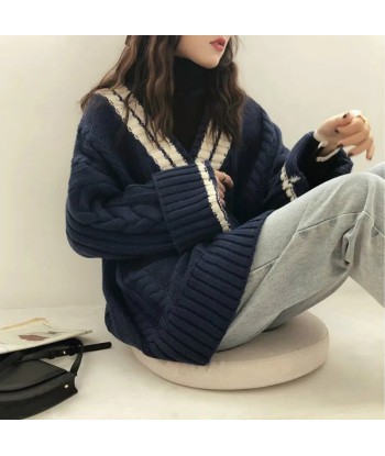 Korean V-neck Sweater Cozy Thick Winter Style plus qu'un jeu 