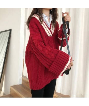 Korean V-neck Sweater Cozy Thick Winter Style plus qu'un jeu 