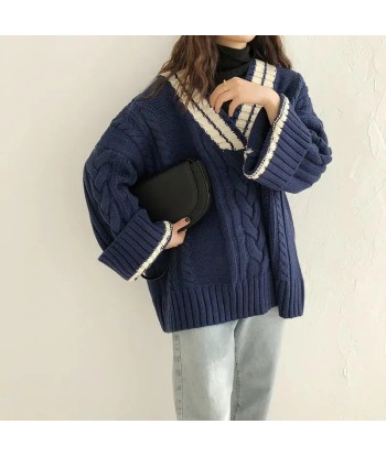 Korean V-neck Sweater Cozy Thick Winter Style plus qu'un jeu 