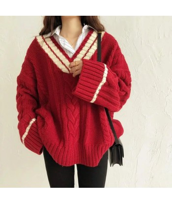 Korean V-neck Sweater Cozy Thick Winter Style plus qu'un jeu 