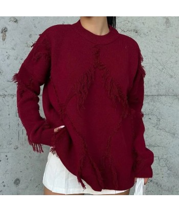 Y2K Oversize Pullover for Women with Fringes Fashionable Casual en linge