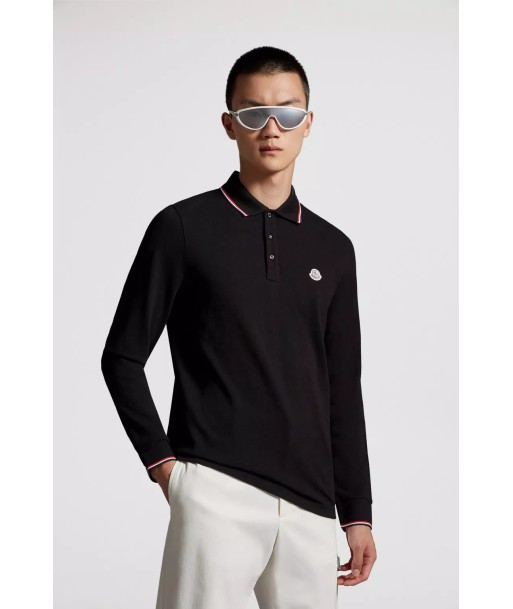 MONCLER - Polo noir à manches longues destockage