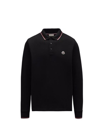 MONCLER - Polo noir à manches longues destockage