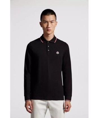 MONCLER - Polo noir à manches longues destockage