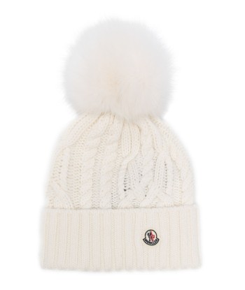 MONCLER -  Bonnet à pompon blanc outlet