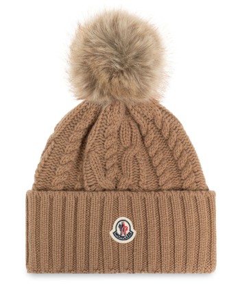 MONCLER - Bonnet à pompon camel pas cher 