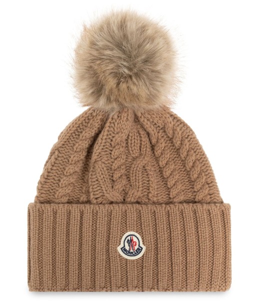 MONCLER - Bonnet à pompon camel pas cher 