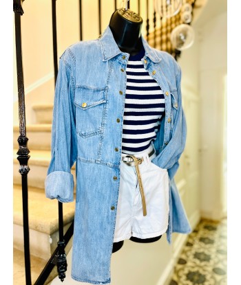 Chemise en jeans brillant des détails fins