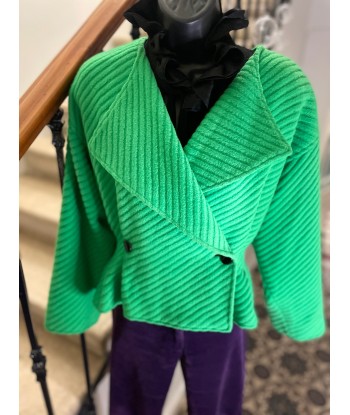 Veste courte croisée verte en stock