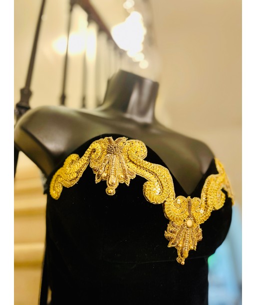 Bustier velours avec broderie dorée 🖤💛 Economisez 