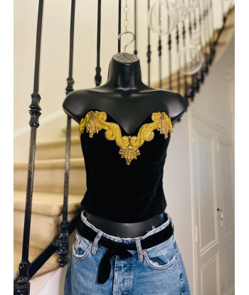 Bustier velours avec broderie dorée 🖤💛 Economisez 