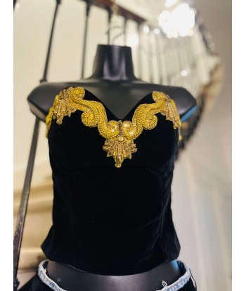 Bustier velours avec broderie dorée 🖤💛 Economisez 