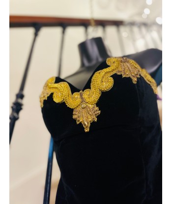 Bustier velours avec broderie dorée 🖤💛 Economisez 